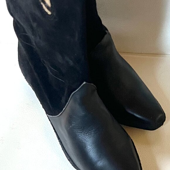 Vintage TED LAPIDUS Black & Tiger Print Leather & Suede Boots, Never Worn, 38/7 - Picture 6 of 10